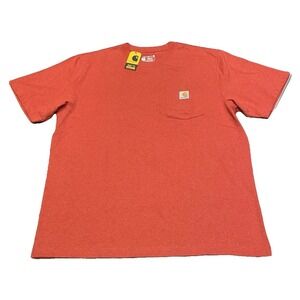 Carhartt K87 Workwear Pocket T-Shirt Mens L Orange Heavyweight Loose Fit Utility
